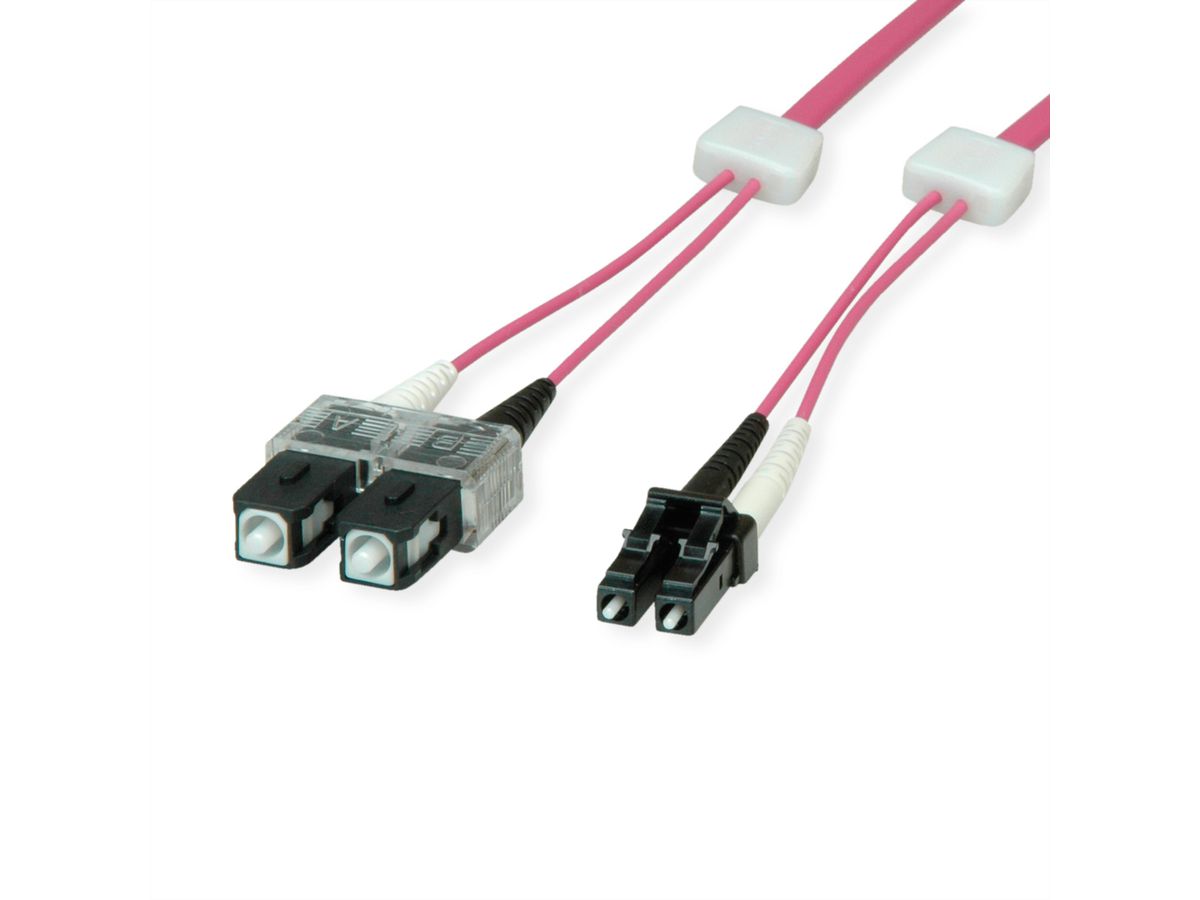 EasyLan LWL-LED-Patchkabel duplex 50/125µm OM4, LC/SC, violett, 1 m