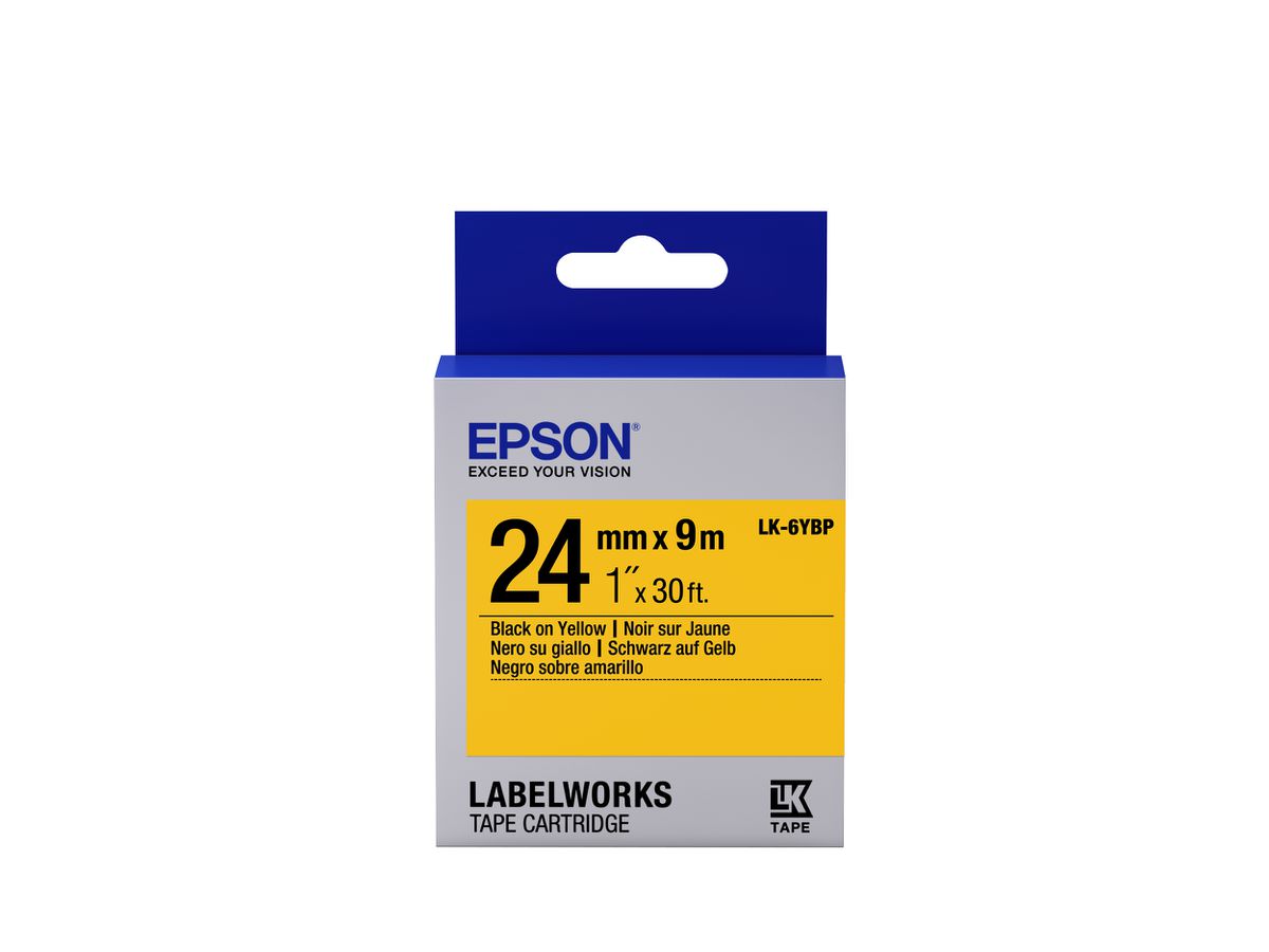 Epson Etikettenkassette LK-6YBP - Pastell - schwarz auf gelb - 24mmx9m
