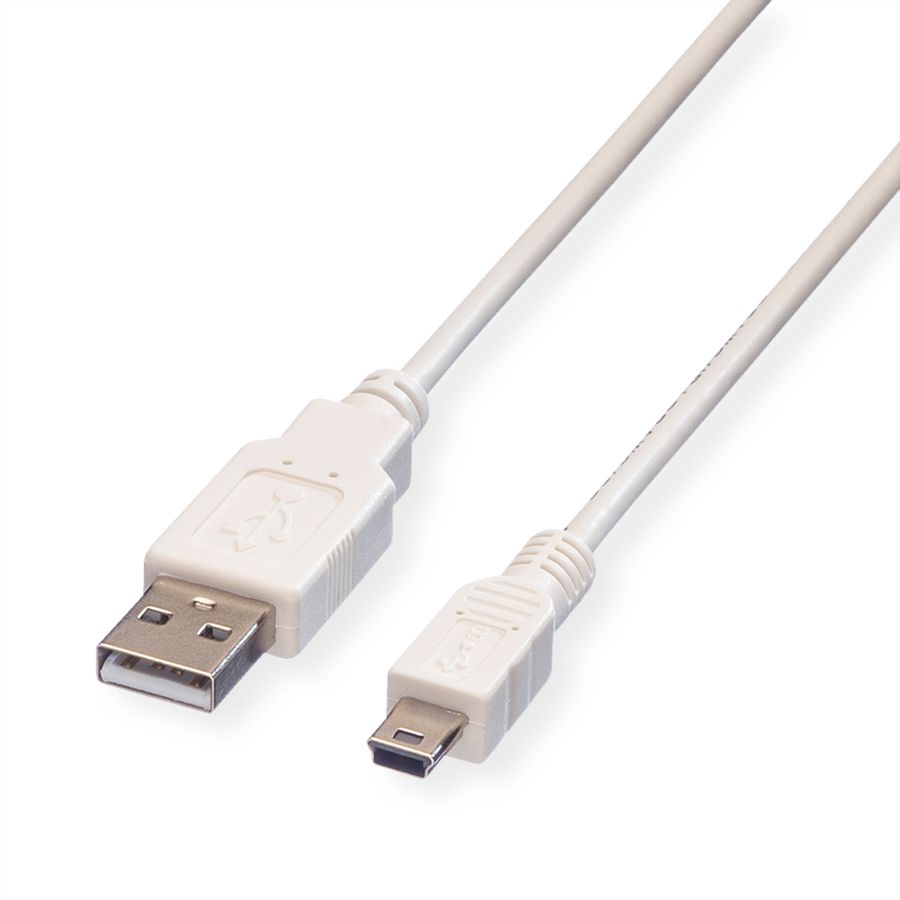 VALUE USB 2.0 Kabel, Typ A - 5-Pin Mini, weiß, 3 m
