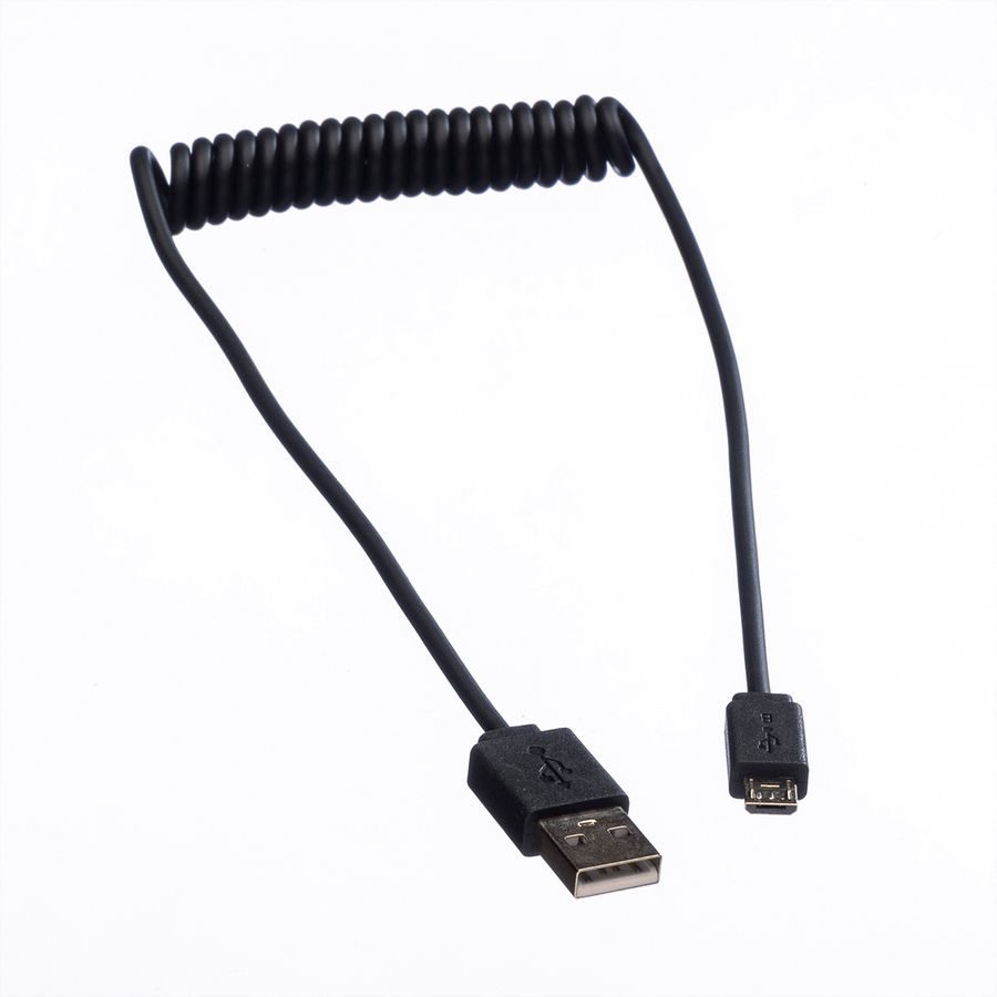 ROLINE USB 2.0 Spiralkabel, A - Micro B, ST/ST, 1 m