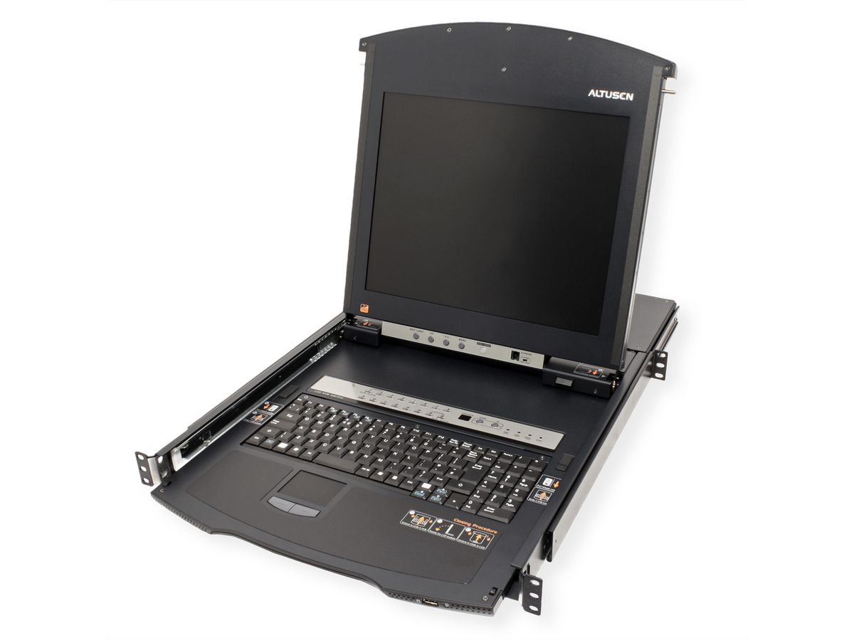 ATEN KL1516AiM KVM Over-IP Switch, 43cm TFT, VGA, PS/2-USB über Kat 5, 16 Ports, IT-Layout
