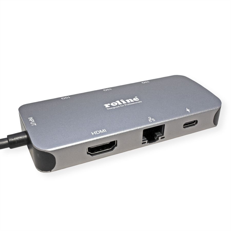 ROLINE USB-C Multiport Dockingstation, 4K HDMI, USB-A, USB-C, PD, LAN