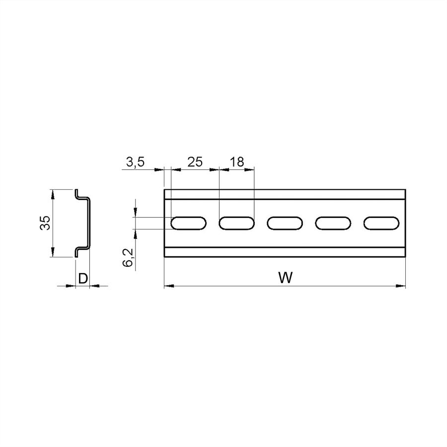 SCHROFF DIN-HUTSCHIENE 25H 7,5T 575L, 10 ST.