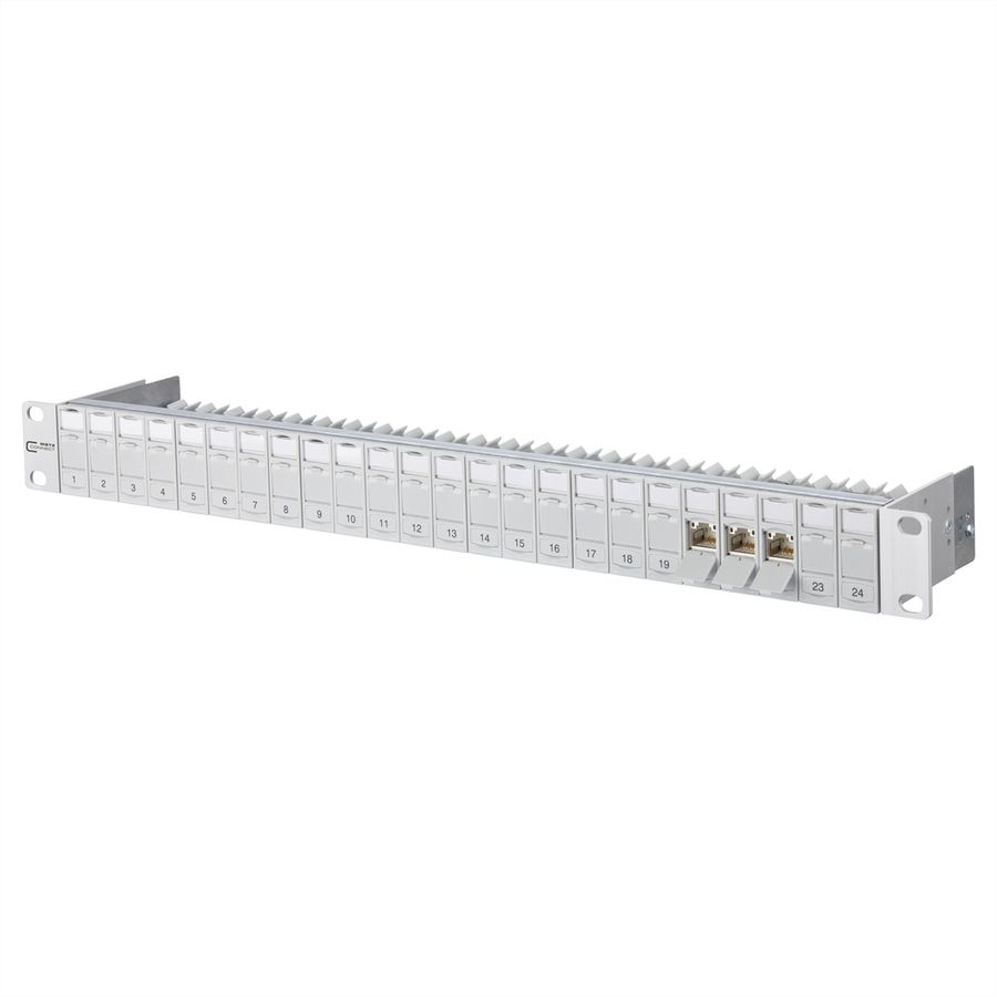 METZ CONNECT 19"-Panel 1HE bestückt mit 24 C6A Modulen Cat.6A (Class EA)