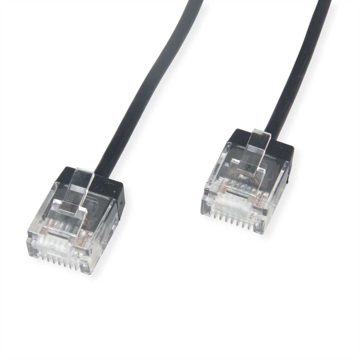 ROLINE UTP DataCenter Patchkabel Cat.6A (Class EA), LSOH, slim, extra kurzer Stecker, schwarz, 0,5 m