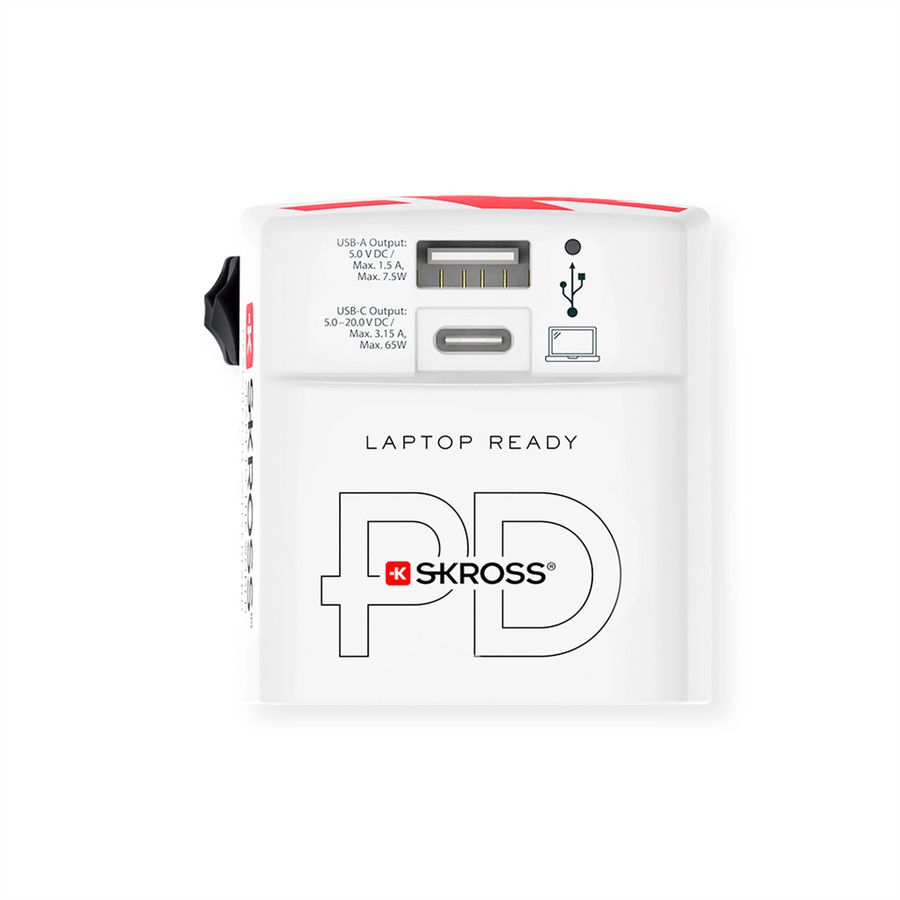 Skross World USB Charger A/C 65PD mit USB-C Kabel, Weltweit