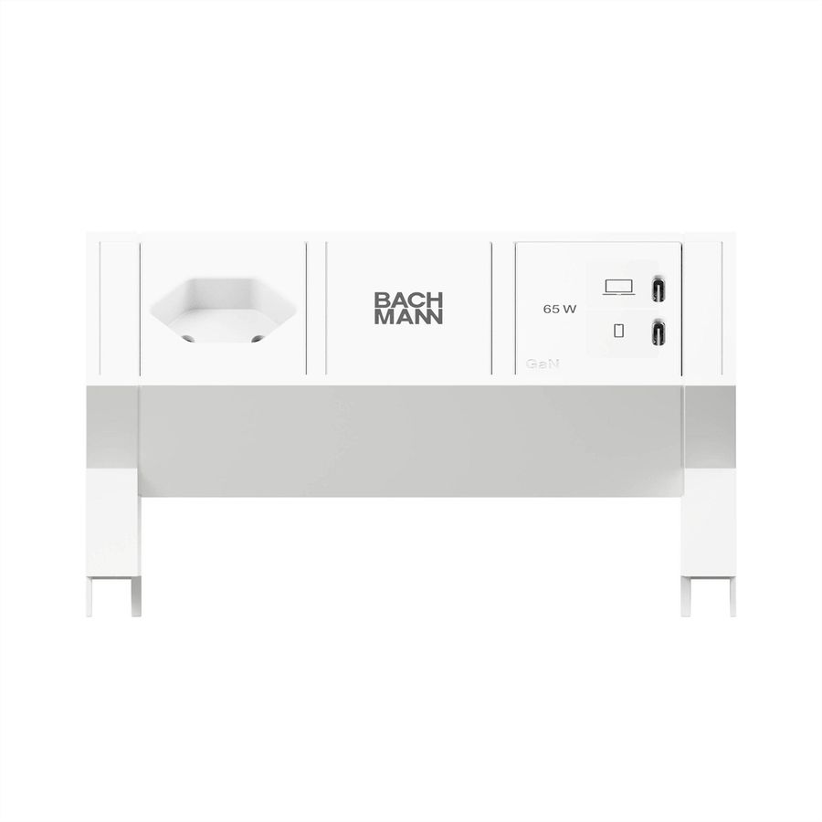 BACHMANN DESK2 white 1xCH 90°, 1xUSB C/C 65W L=0,2m RAL9010