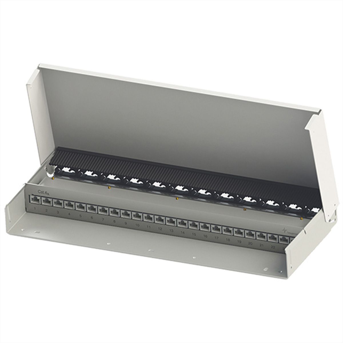 TELEGÄRTNER Mini-Verteiler MPD24 Cat.6A (Class EA), für Wandmontage, 24 Ports