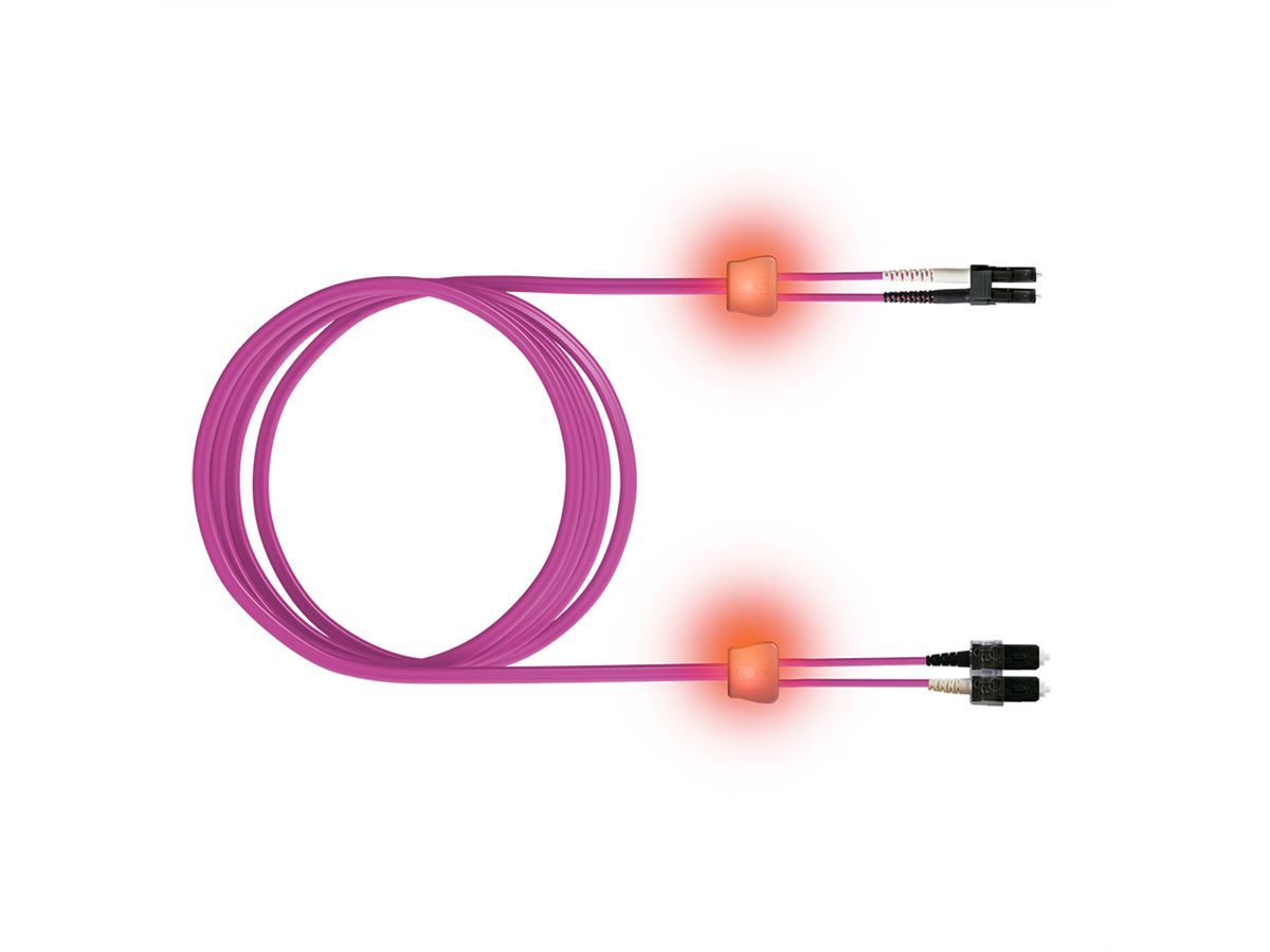EasyLan LWL-LED-Patchkabel duplex 50/125µm OM4, LC/SC, violett, 1 m