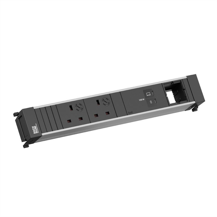 BACHMANN POWER FRAME 2xUK 45° 3,15A, 1xUSB C/C 100W 1xCM L=0,2m