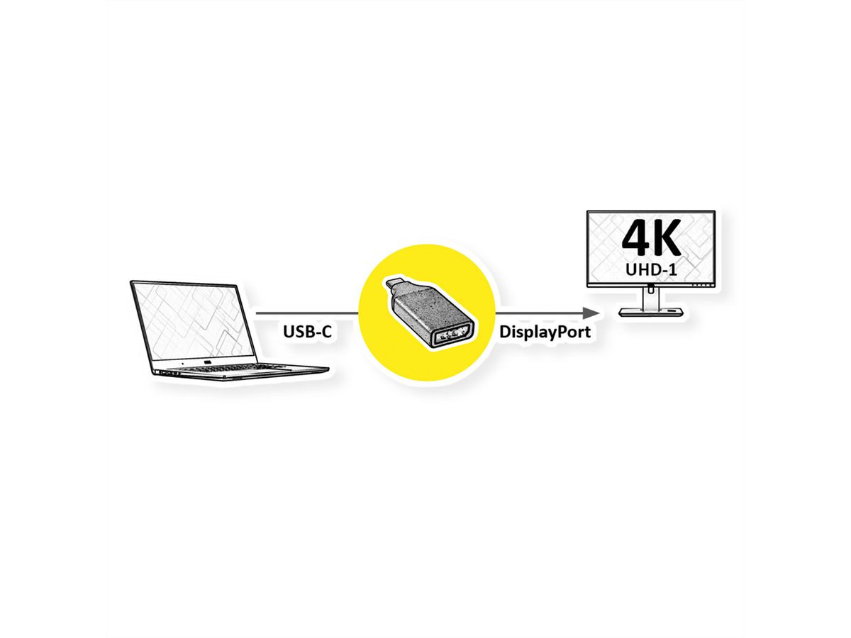 ROLINE Display Adapter USB Typ C - DisplayPort v1.2