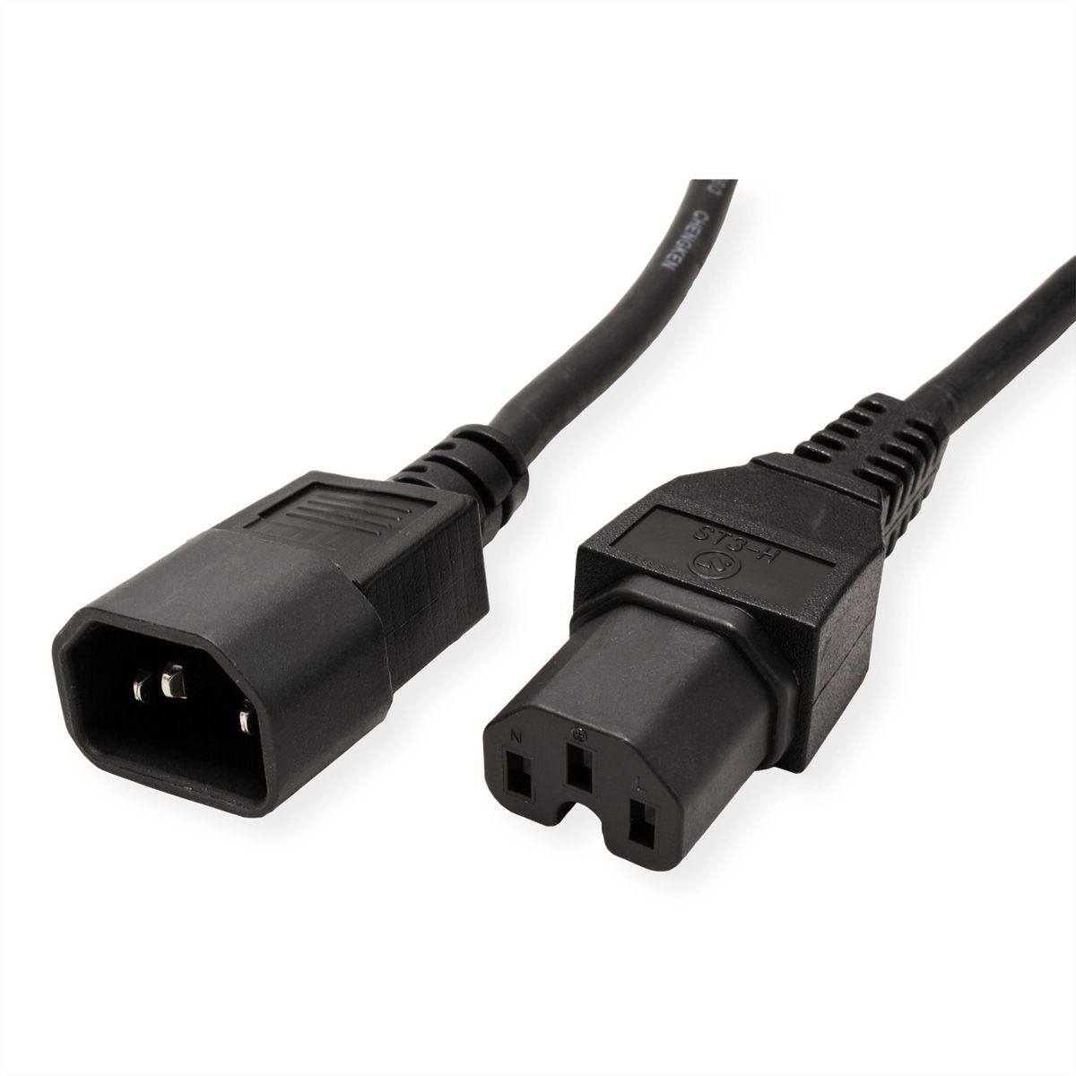 VALUE Netzkabel IEC320/C14 Stecker - C15 Buchse, H05RN-F, schwarz, 1,8 m