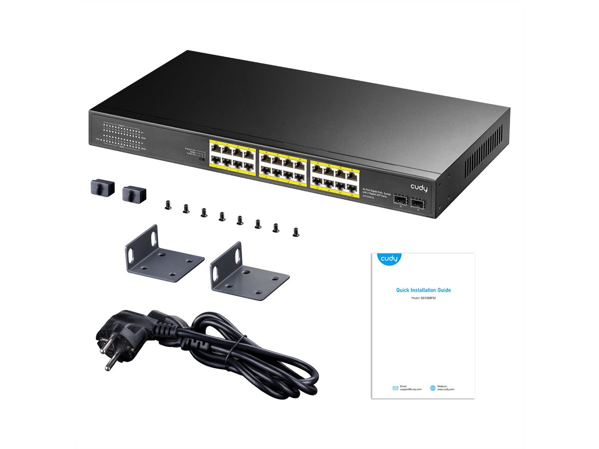 CUDY GS1028PS2 24-Port Gigabit PoE+ Switch 2 SFP Ports 300W