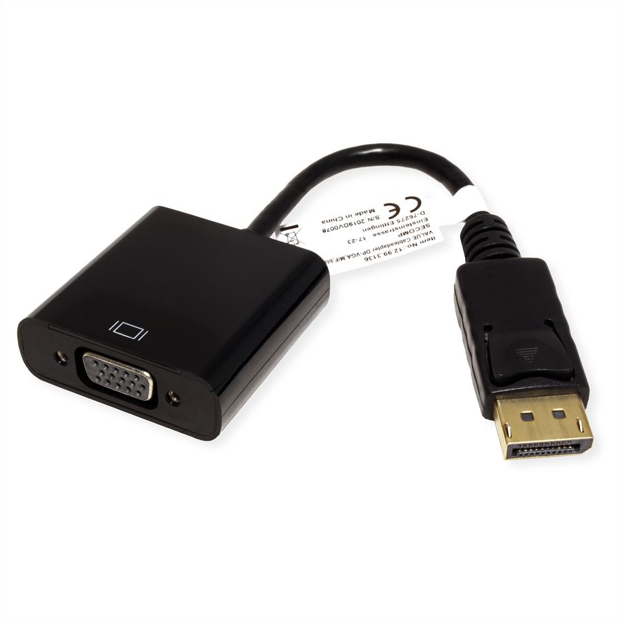 VALUE DisplayPort - VGA Adapter, DP ST - VGA BU, passiv