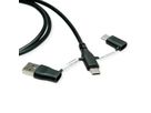 ROLINE USB 2.0 Kabel Typ C, ST/ST, mit Datenblockier-Adaptern Typ A+C, 1 m