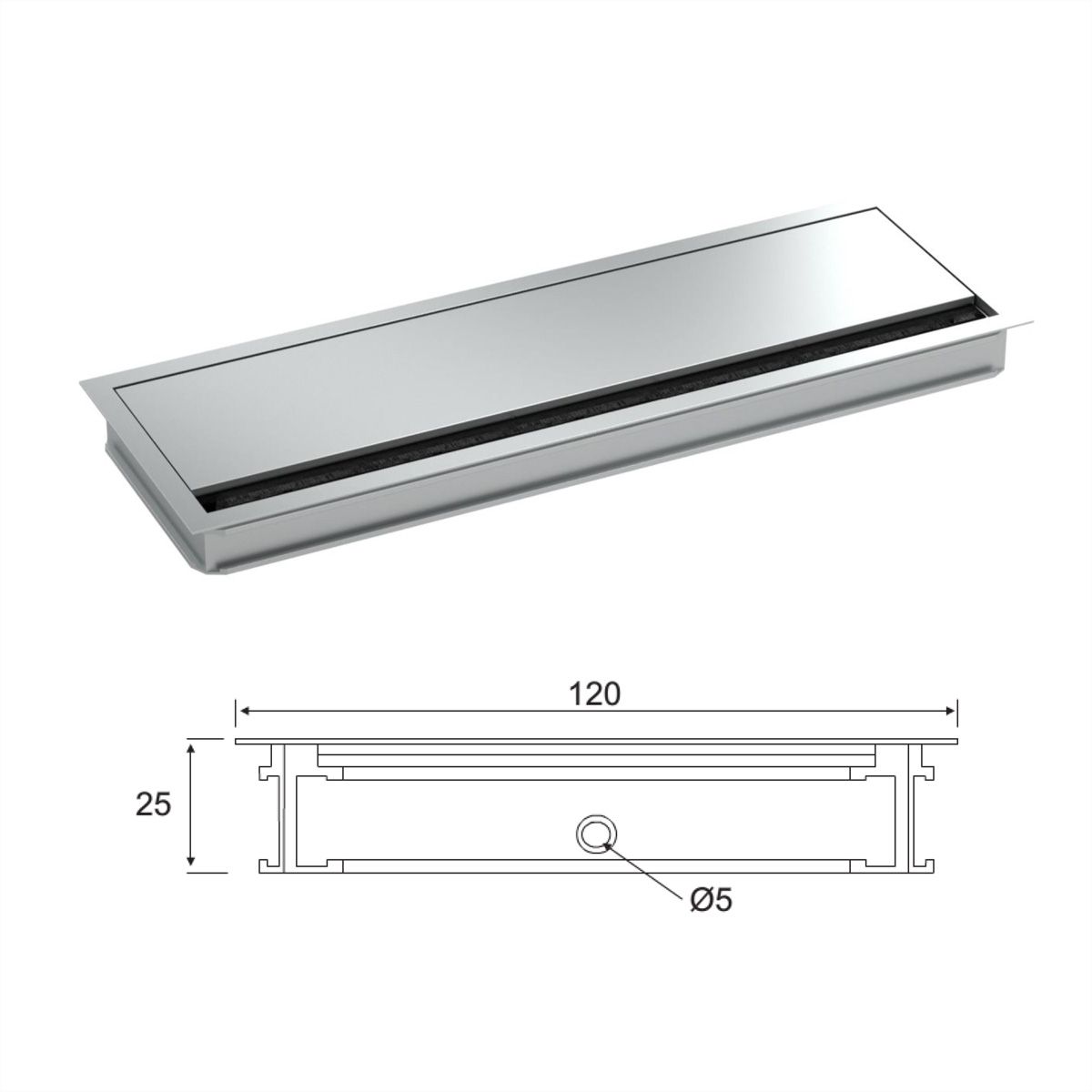 BACHMANN LOOP SQUARE Kabeldurchführung, 360mm, silberfarben