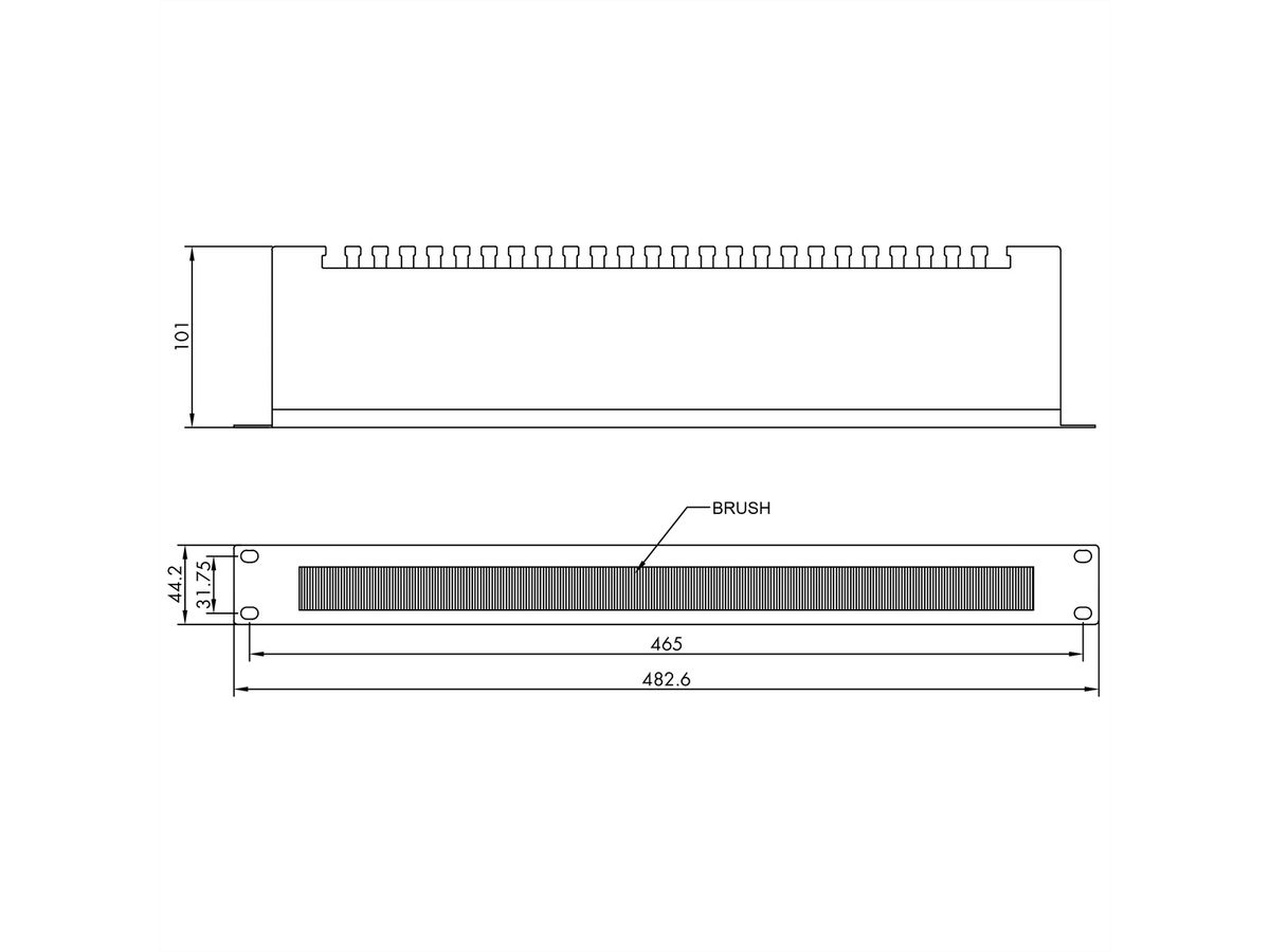 VALUE 19"-Kabeldurchführung 1 HE, mit Bürstendichtung & Kabelträgerplatte, schwarz