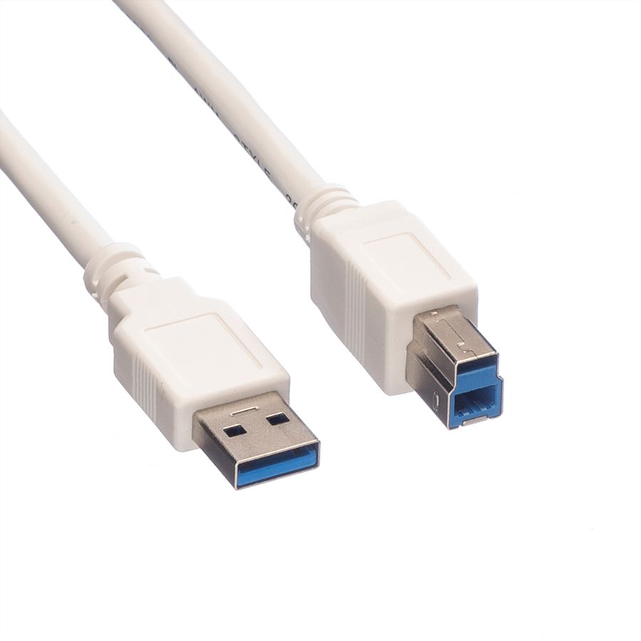 VALUE USB 3.2 Gen 1 Kabel, Typ A-B, weiß, 0,8 m