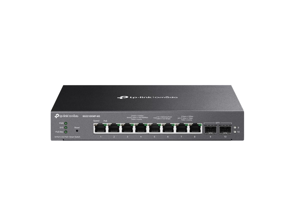 TP-Link Omada SG2210XMP-M2 Netzwerk-Switch Managed L2/L2+ 2.5G Ethernet (100/1000/2500) Power over Ethernet (PoE) Desktop-/Wandmontage Schwarz