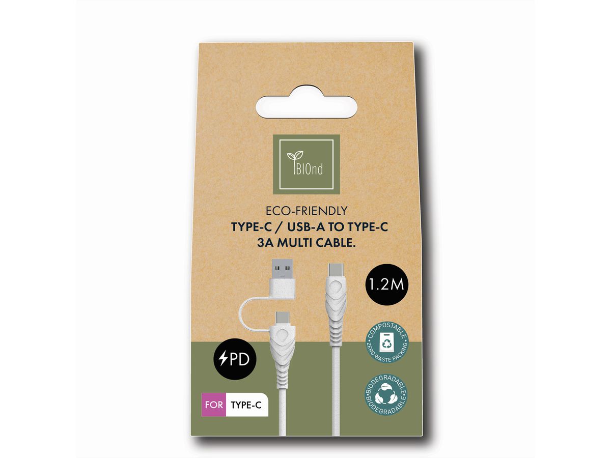 BIOnd BIO-CT-TC USB-C to Type-C+A 3A Cable, 1,2 m