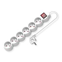 VALUE 6-fach Steckdosenleiste UTE mit Schalter, runde Dosen, weiß, 1,5 m