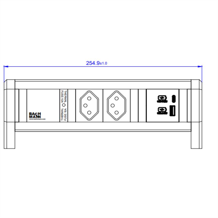BACHMANN DESK 2xCH 0°, 1xUSB A/C 22W GST18 Schweiz