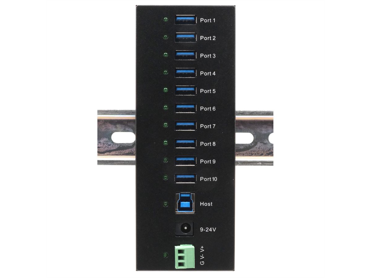 EXSYS EX-11230HMS 10 Port USB 3.2 Gen 1 HUB Din-Rail Kit und Wand VIA VL811+ Chipset