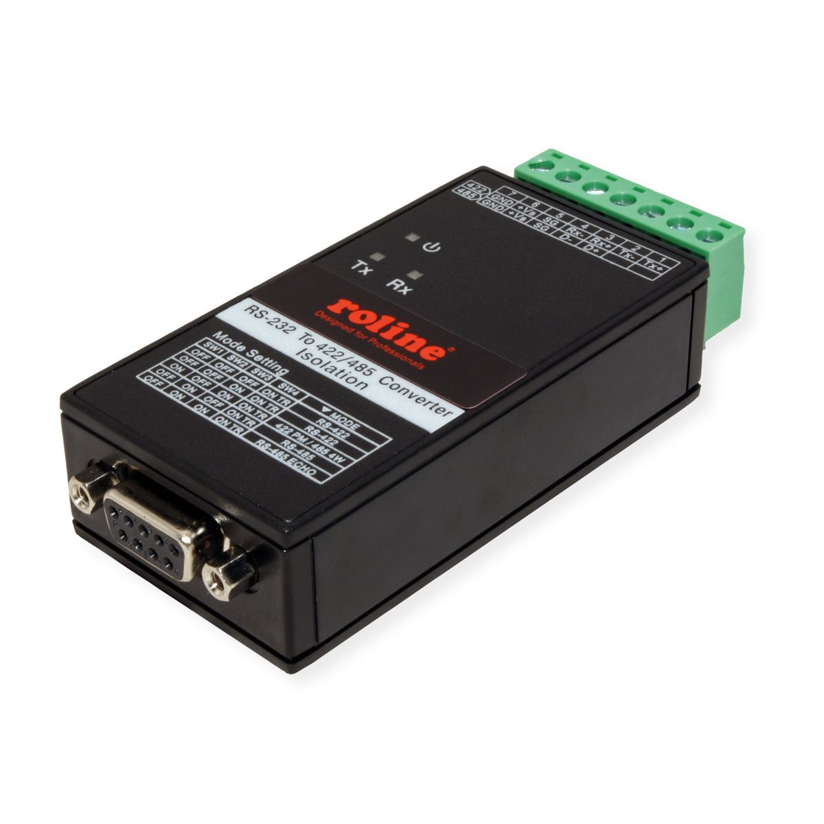 ROLINE RS232 nach RS422/485 Konverter für DIN Hutschiene