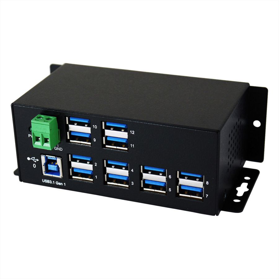 EXSYS EX-1112HMS 12 Port USB 3.2 Gen1 HUB 15KV ESD Surge Protection Metallgehäuse
