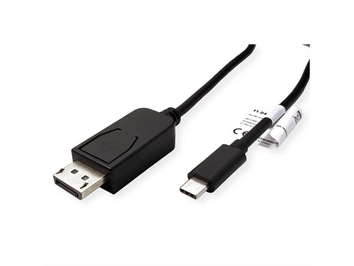 ROLINE USB Typ C - DisplayPort Adapterkabel, v1.4, ST/ST, 1 m