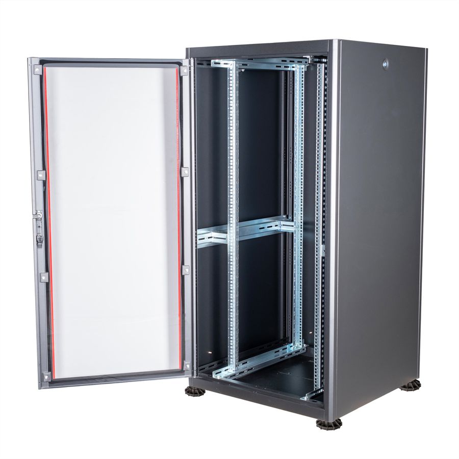 ROLINE 19-Zoll Netzwerkschrank Basic 32 HE, 600x600 BxT Glastür schwarz