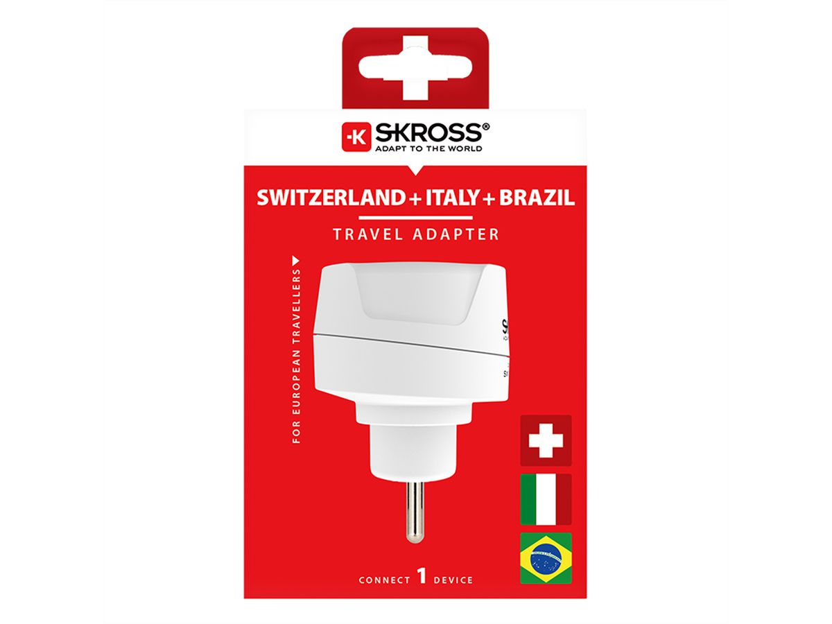 Skross Europe to Switzerland + Italy + Brazil Reiseadapter