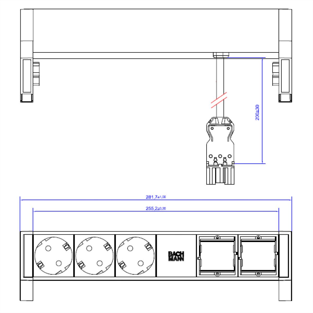 BACHMANN DESK2 3x Schutzkontakt 2x ABD GST18, weiß