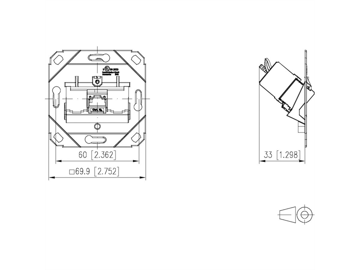 METZ CONNECT C6Amodul 1 Port 180°M UP0-Dose, reinweiß RAL9010