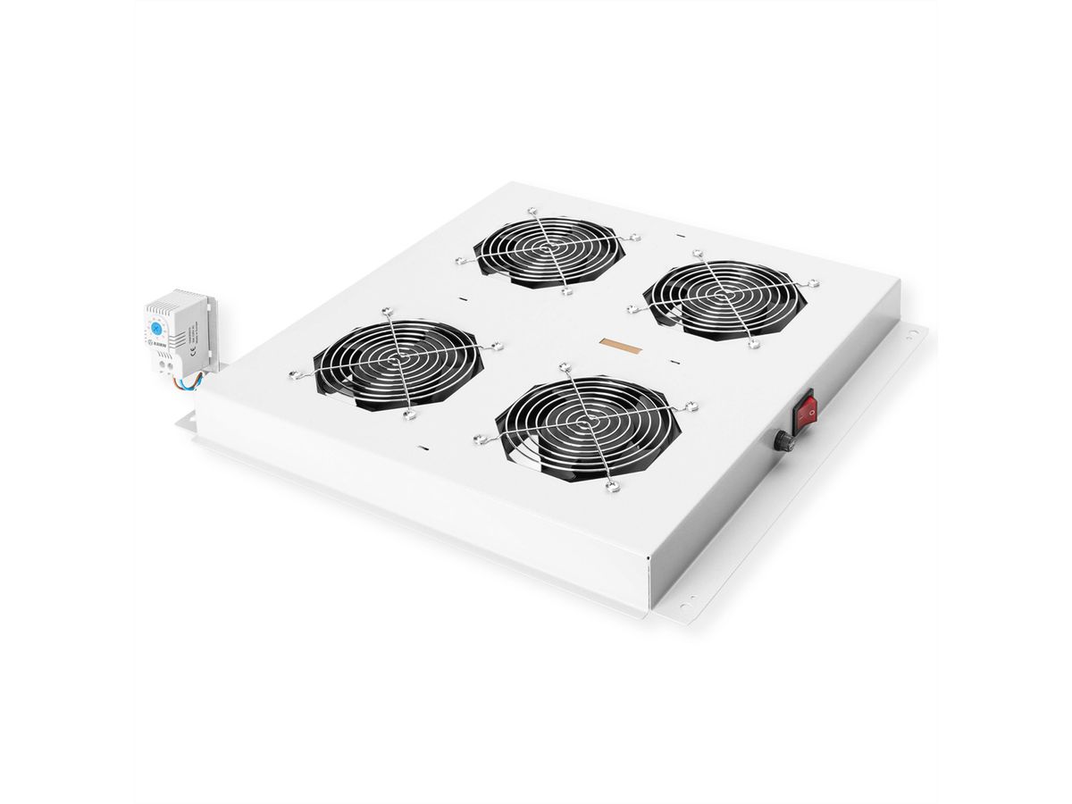 ROLINE 19-Zoll Dachlüftereinheit 4 Lüfter, Thermostat , grau