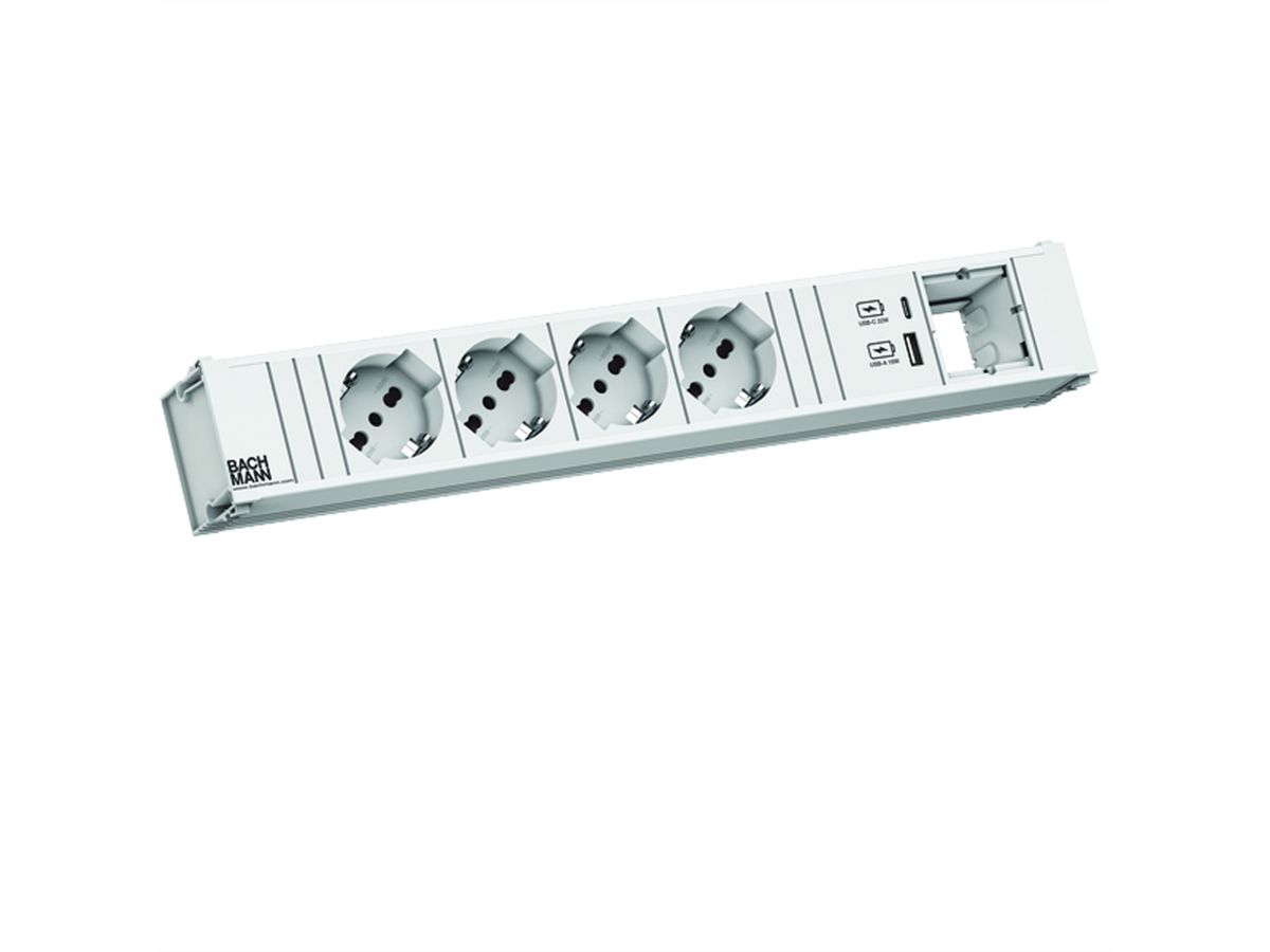 BACHMANN CONI 4xP40 1xUSB A/C 22W 1xCM 0,2m GST18 RAL9010