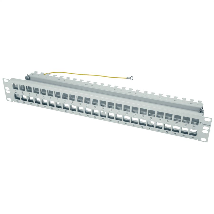 TELEGÄRTNER 19" Modultr. 1.5 HE für 48 AMJ/UMJ, Module/Kupplungen, inkl. KAF, RAL 7035