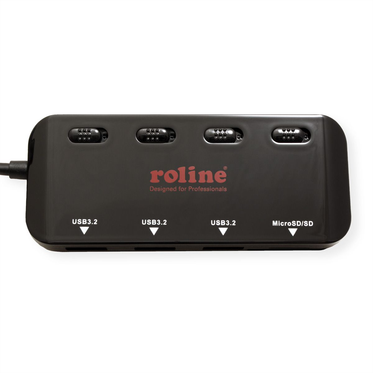 ROLINE USB 3.2 Gen 1 Hub, 3fach, Typ C Anschlusskabel, mit CardReader, Ports einzeln schaltbar