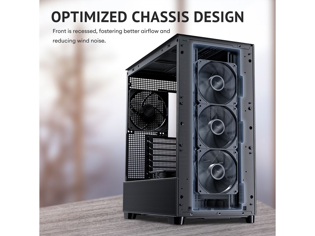 ANTEC FLUX PC Gehäuse Midi Tower Gaming ATX, schwarz