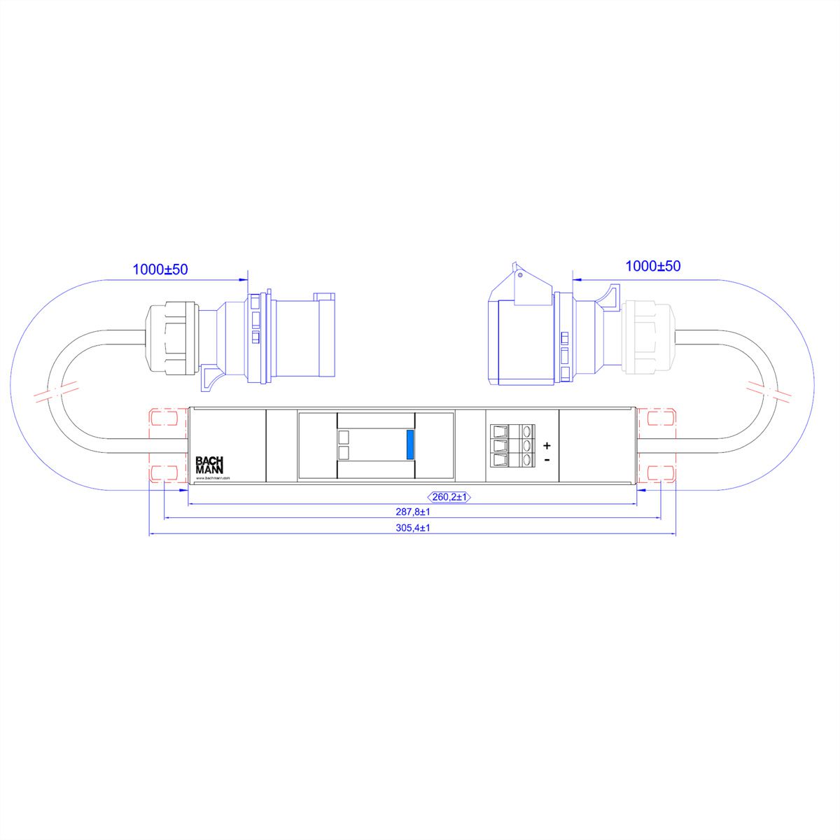 BACHMANN IT PDU Basic Inline SPD, 16A ÜSS 1m H05VV-F 3G2,5mm CEE 16A