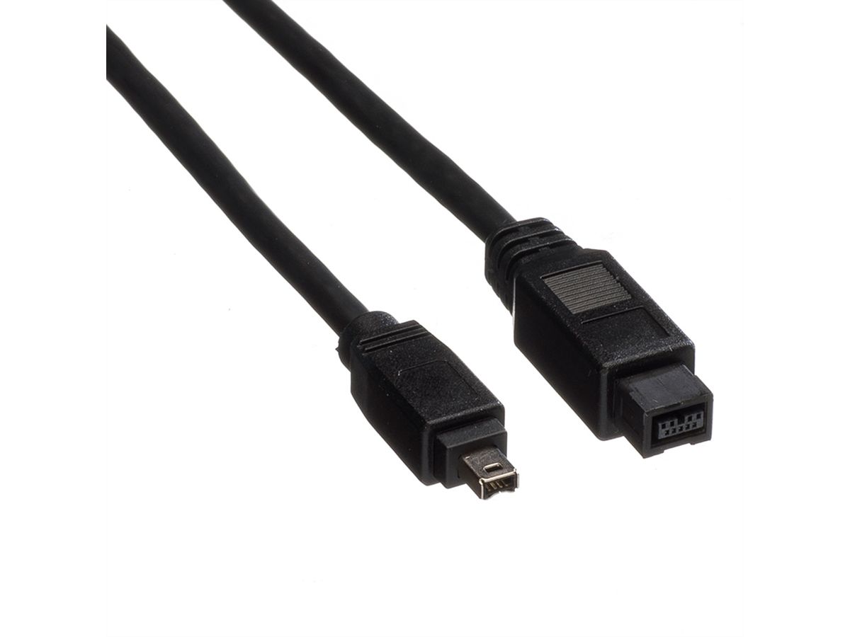 ROLINE IEEE 1394b / IEEE 1394 Kabel, 9/4polig, schwarz, 1,8 m