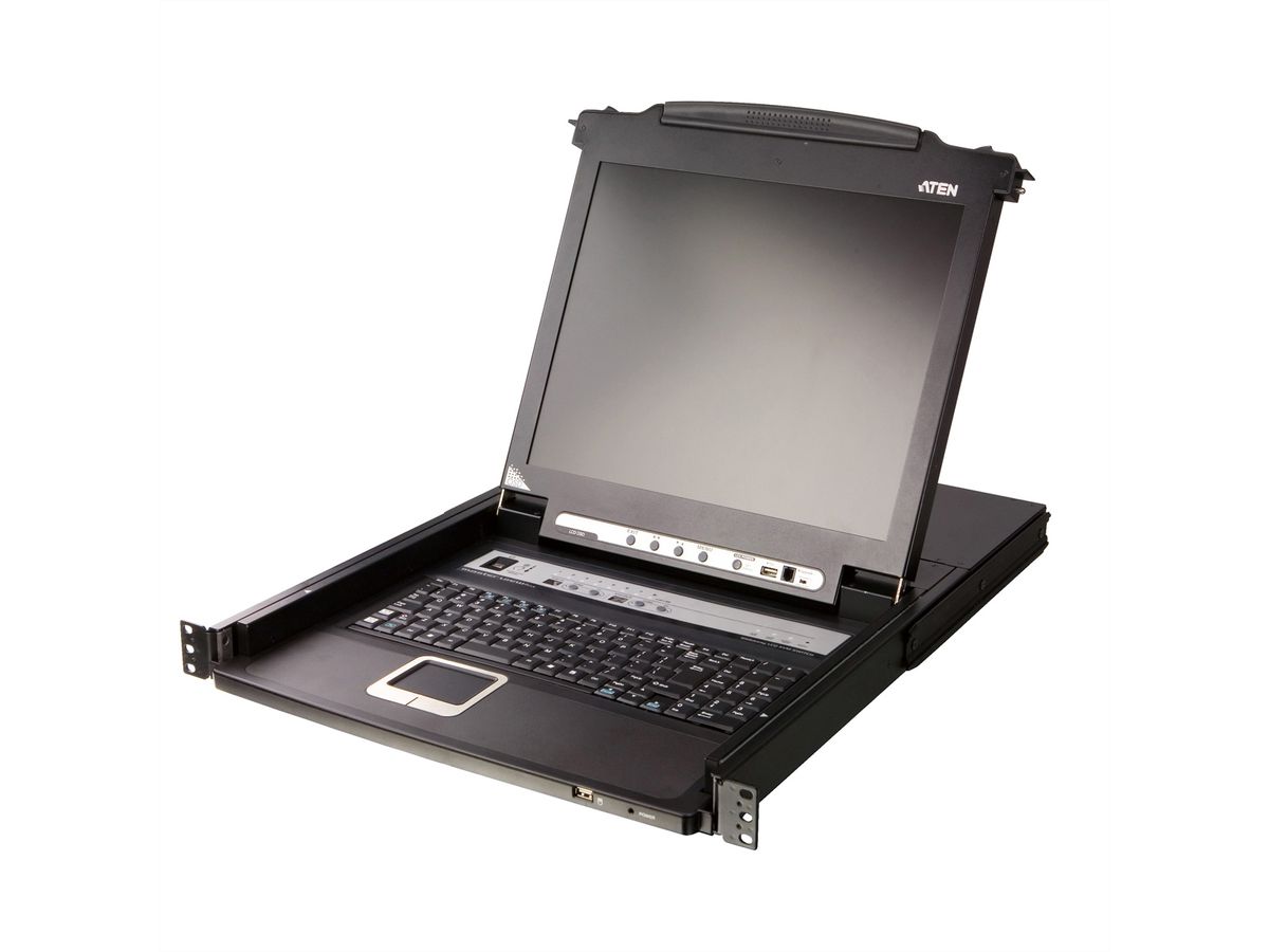 ATEN CL5708MW 43cm wide LCD KVM Switch, USB-PS/2,VGA, 8 Port, US-Layout
