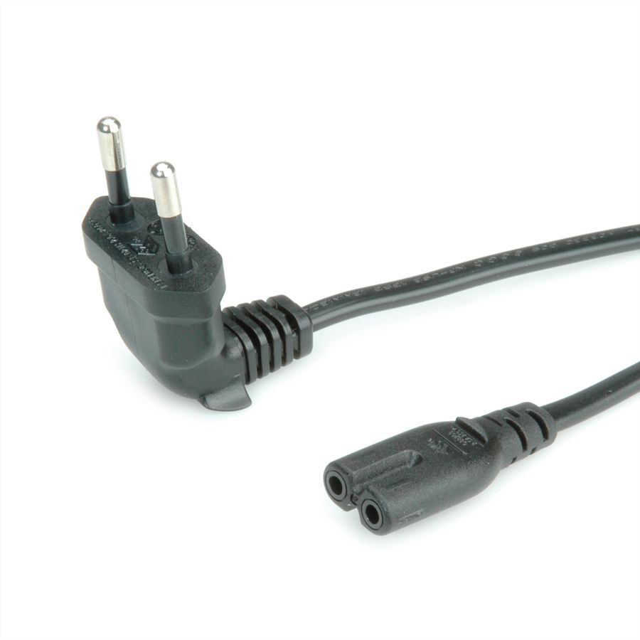 ROLINE Netzkabel Euro-Stecker (abgewinkelt) auf C7, 2pol., schwarz, 1,8 m