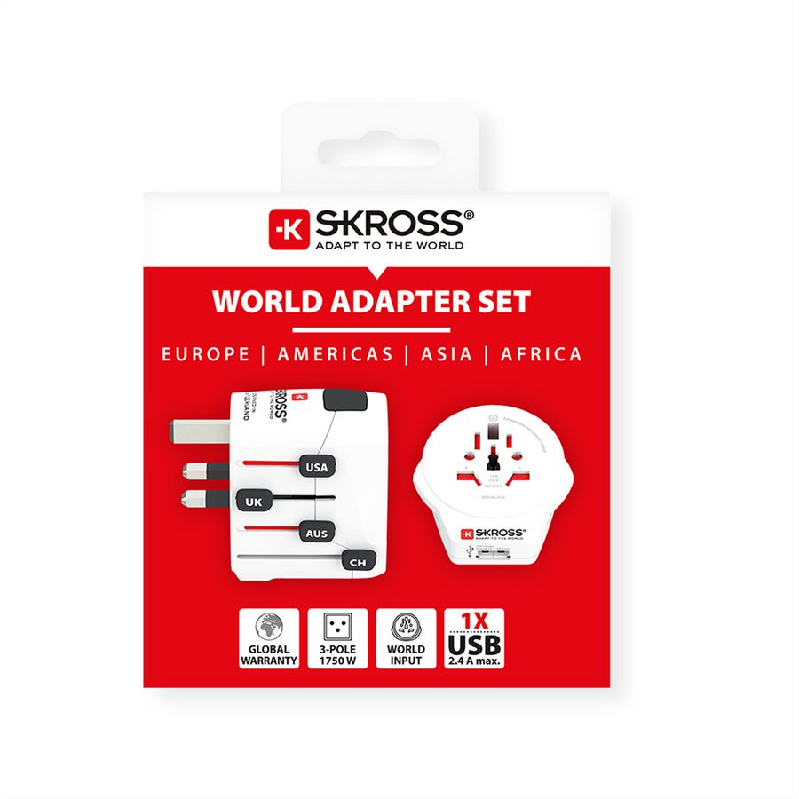 Skross PRO World & USB Universal Reiseadapter, Weltweit