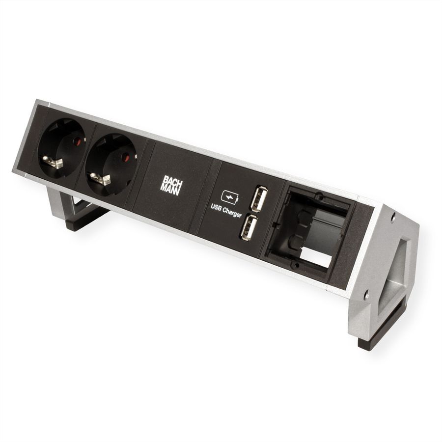 BACHMANN DESK2 2x Schutzkontakt 1x USB-Charger 1x ABD, GST18 Inox