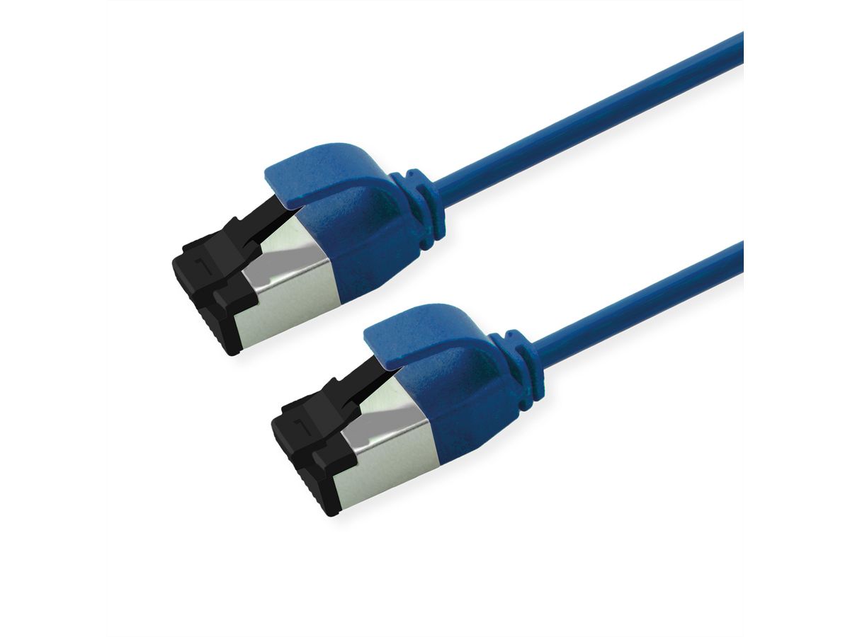 ROLINE U/FTP Patchkabel Kat.8 (Class I), slim, LSOH, Litzendraht, blau, 0,15 m