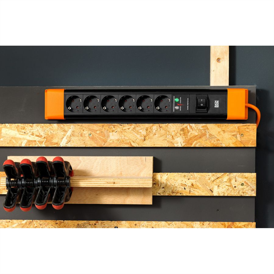 BACHMANN CONNECTUS 4xCEE7/3, 1xSchalter 2,0m CEE7/7 Schwarz/Orange