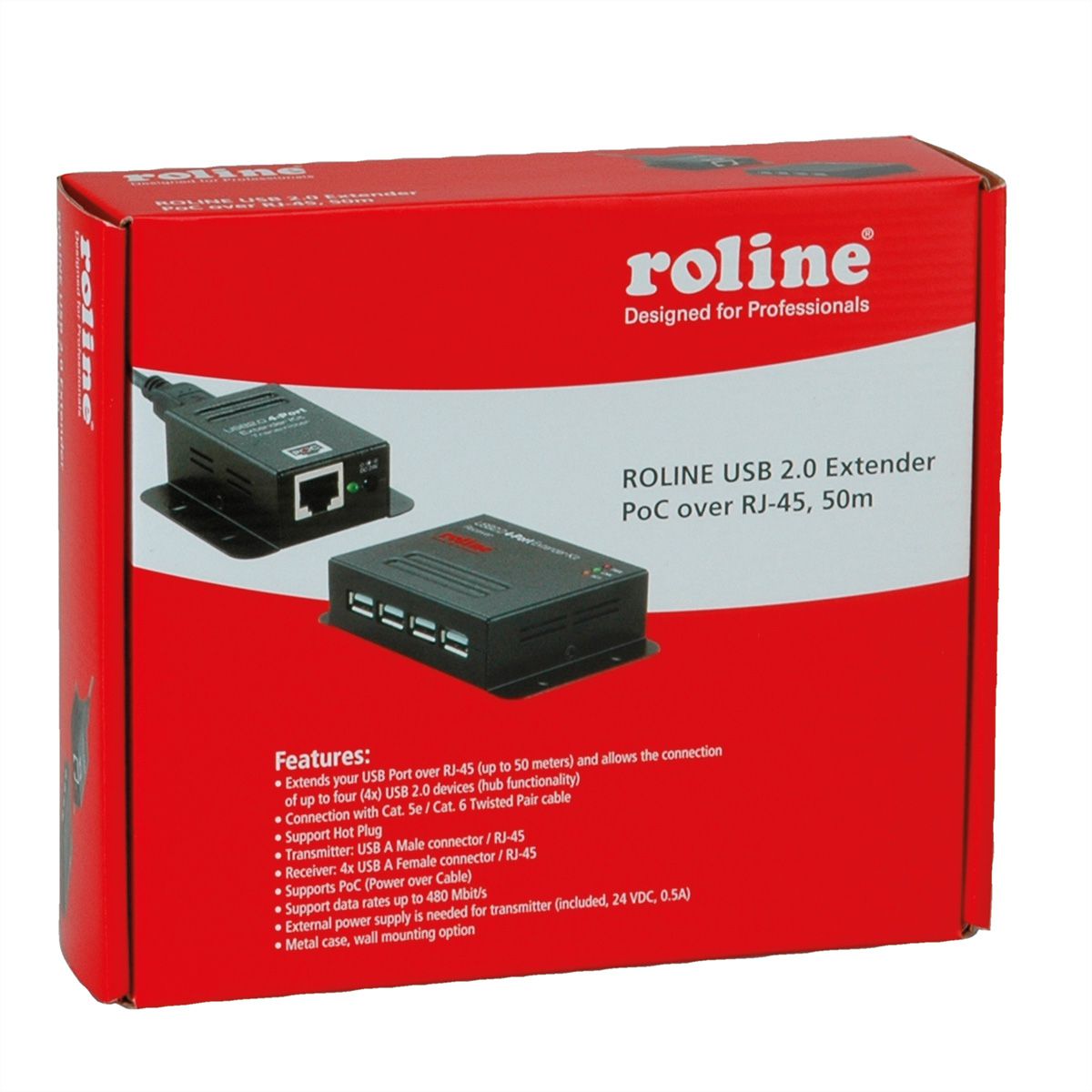 ROLINE USB 2.0 Verlängerung über RJ45, 4x USB, max. 50m