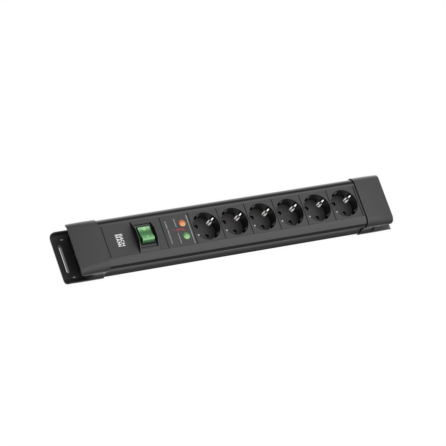 BACHMANN CONNECTUS 6xCEE7/3, 1xSPD 1xSchalter 2,0m CEE7/7 Schwarz
