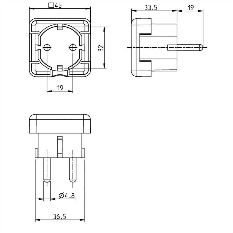 BACHMANN Schutzkontaktstecker, braun flache Ausführung, montierbar